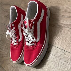 Vans Classic Red and White Canvas Shoes